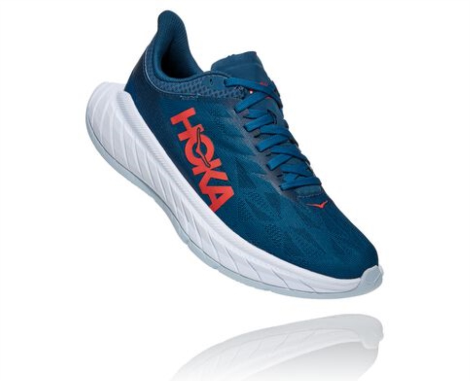 Carbon X 2 Hoka Marocan Blue Hot Coral