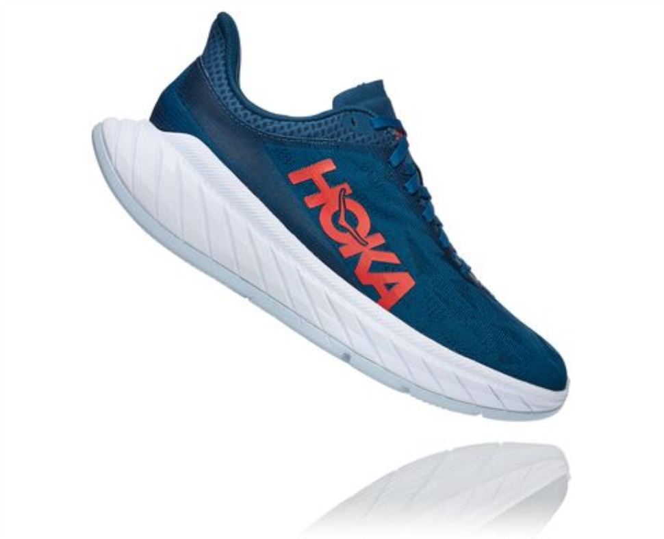 Carbon X 2 Hoka Marocan Blue Hot Coral