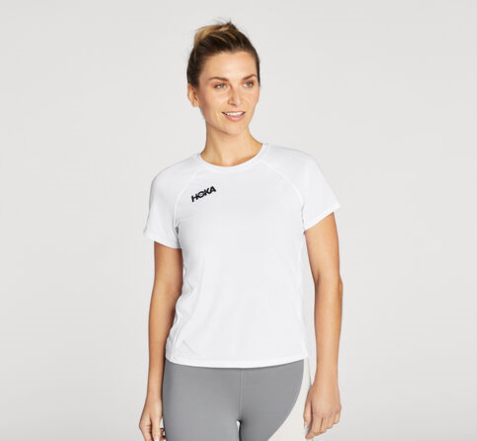 Hoka Glide Mânecă Scurtă Albă