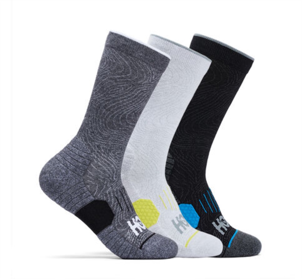 șosete Hoka Crew Run Pachet De 3 Alb Negru Gri